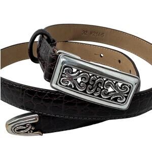 Women’s silver and brown leather belt size 32